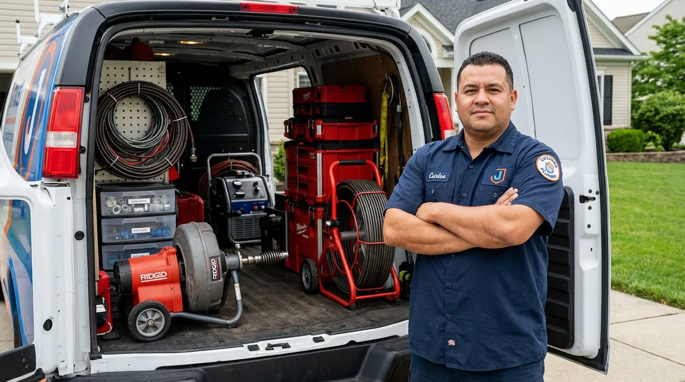 Professional drain cleaning equipment and Johns Plumbing LLC plumber in West Point