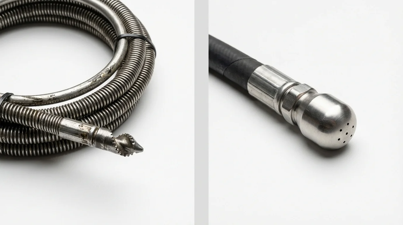 Drain snake cable and hydro jetting nozzle used for drain cleaning in West Point, MS